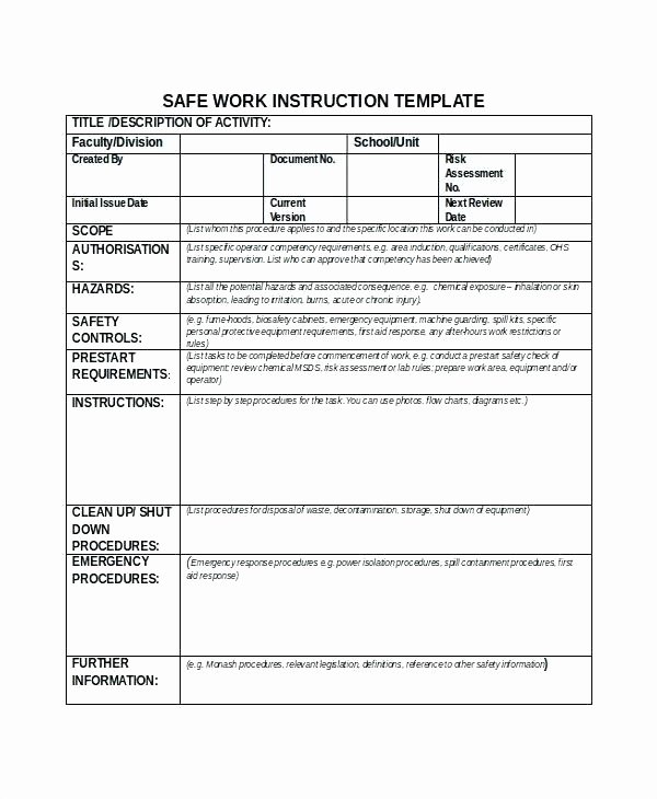 Work Instruction Template Excel Lovely Free Standard Work Template – Davidbodner