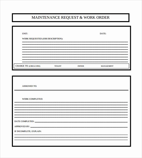 Work order form Template Inspirational 8 Sample Maintenance Work order forms