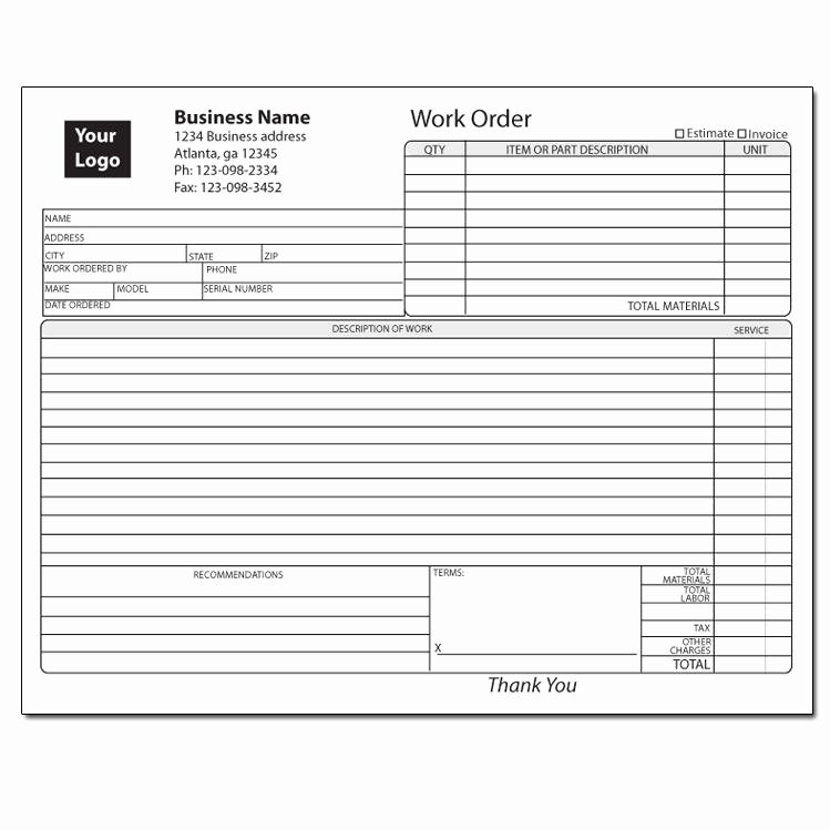 Work order form Template Luxury Custom Job Work order forms