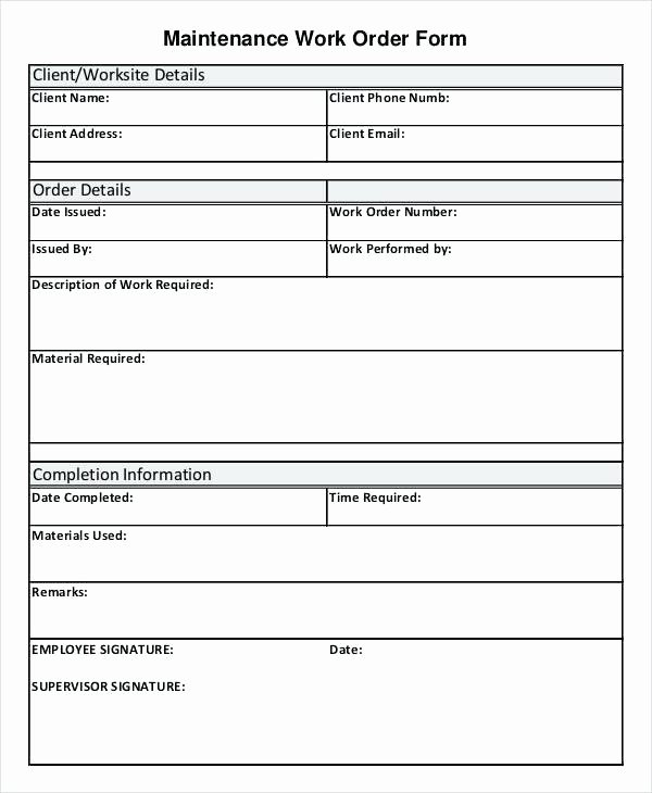 Work order form Template New Free Apartment Maintenance Work order Template form It