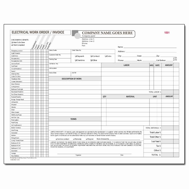 Work order Invoice Template Best Of Electrical Pany Work order Carbonless Invoice form