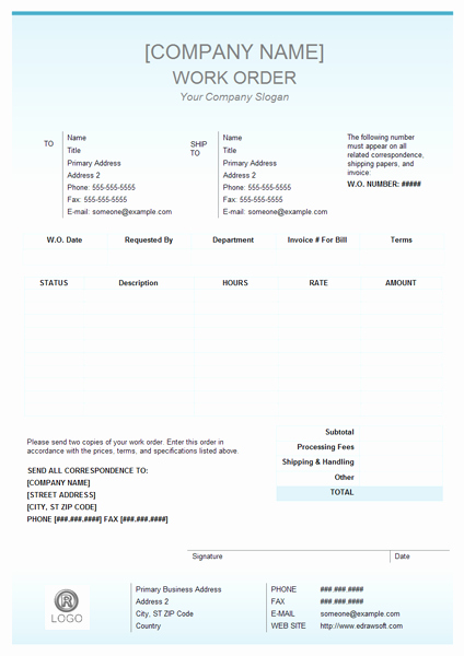 Work order Invoice Template Elegant Sales form software