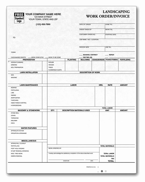 Work order Invoice Template New Anchorside Carbonless form Templates