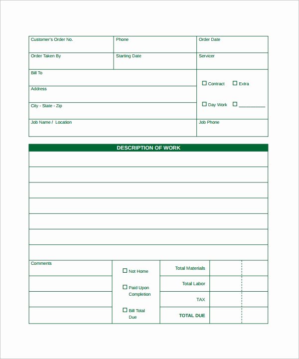 Work order Template Excel Awesome order form Template 23 Download Free Documents In Pdf