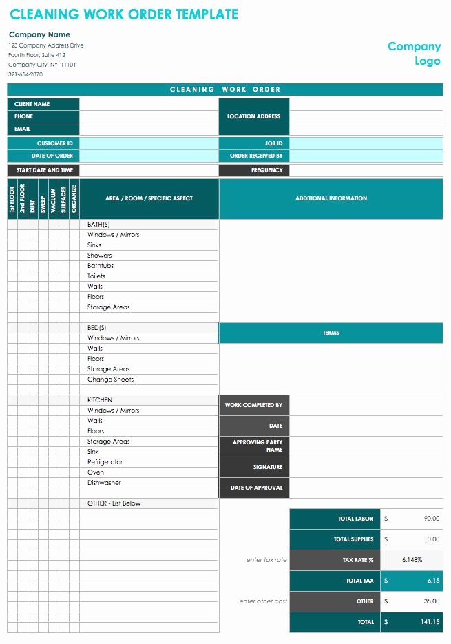 Work order Template Excel Fresh 15 Free Work order Templates