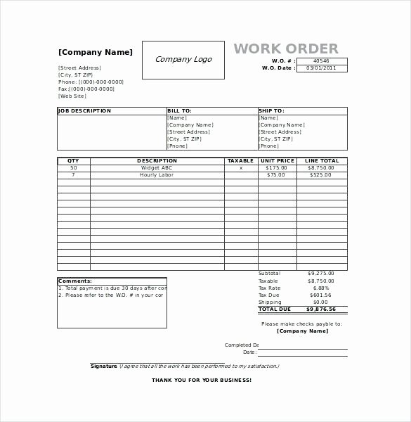 Work order Template Excel Fresh Work Request Template Excel – Rightarrow Template Database