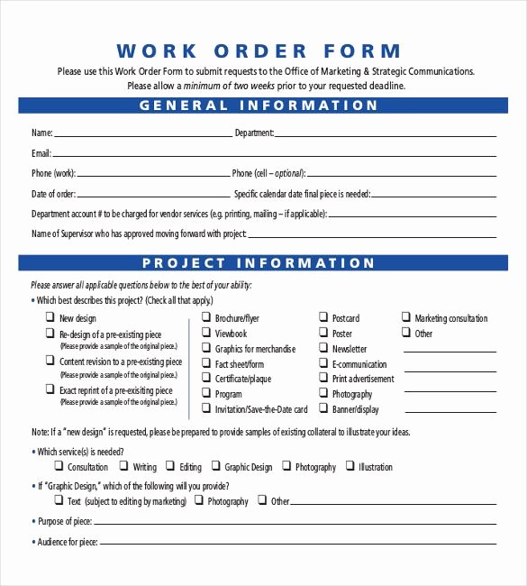 Work order Template Excel Luxury 14 Work order Templates