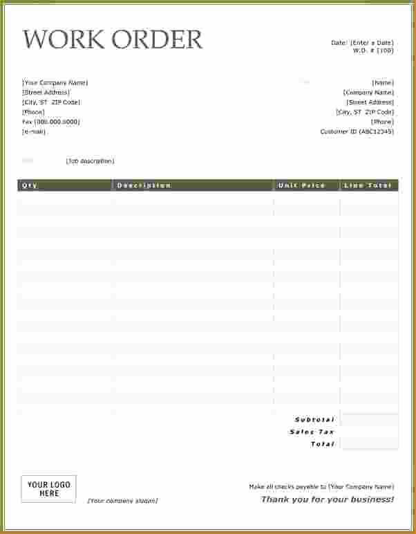 Work order Template Free Inspirational Free Work order form Template and Wallpaper