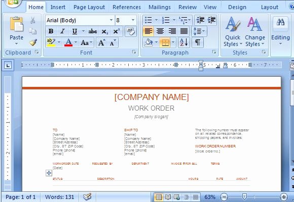 Work order Template Microsoft Word Beautiful Free Work order Template for Microsoft Word 2013