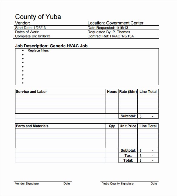 Work order Template Pdf Lovely 14 Hvac Invoice Templates to Download for Free