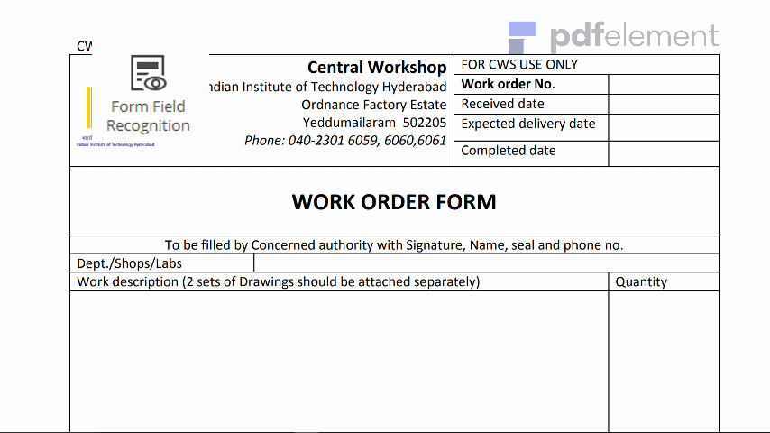 Work order Template Pdf New Work order Template Free Download Create Edit Fill and