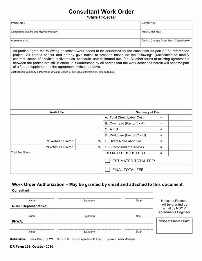 Work order Template Word Beautiful Notice to Proceed Template Free Documents for