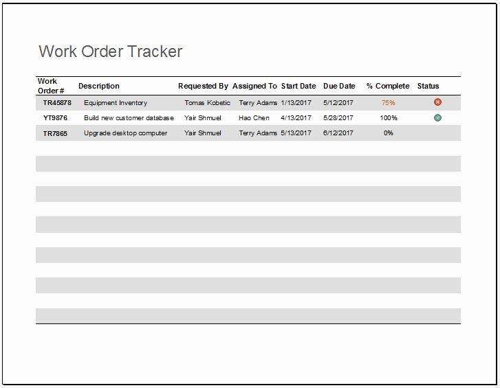 Work order Template Word Unique Work order Tracker Template for Excel