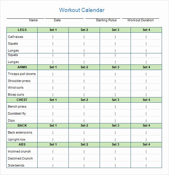 Work Out Schedule Template Inspirational 10 Sample Workout Calendar Templates to Download