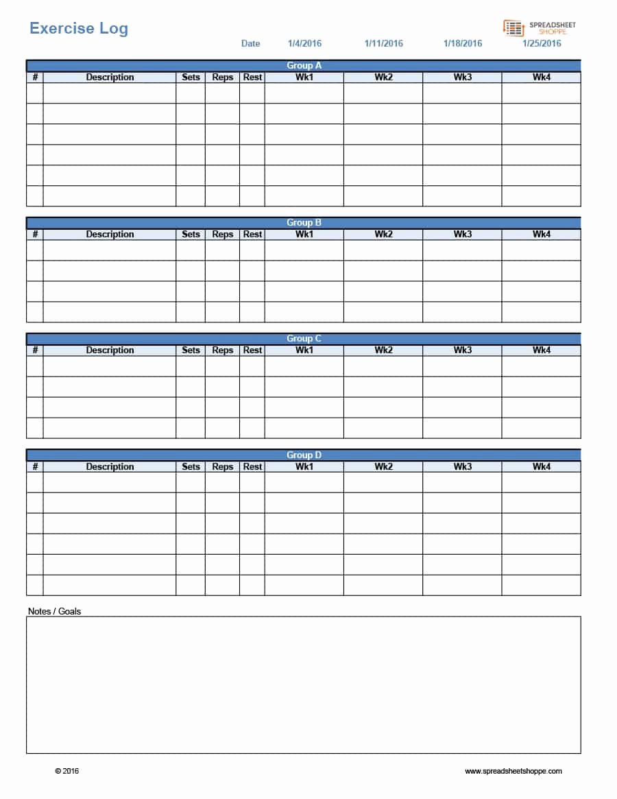 Work Out Schedule Template Lovely 40 Effective Workout Log &amp; Calendar Templates Template Lab