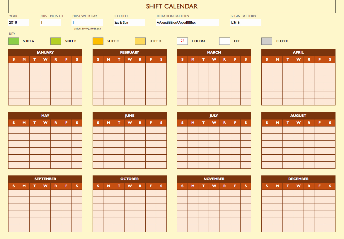 Work Schedule Calendar Template New Free Work Schedule Templates for Word and Excel