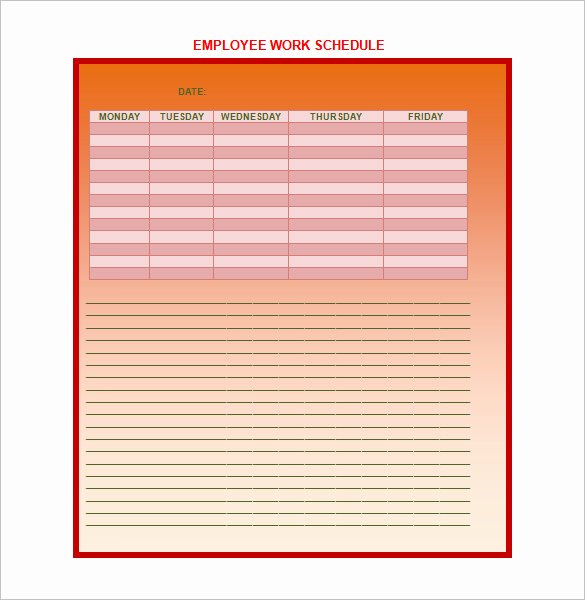 Work Schedule Template Pdf Fresh Employee Work Schedule Template 16 Free Word Excel