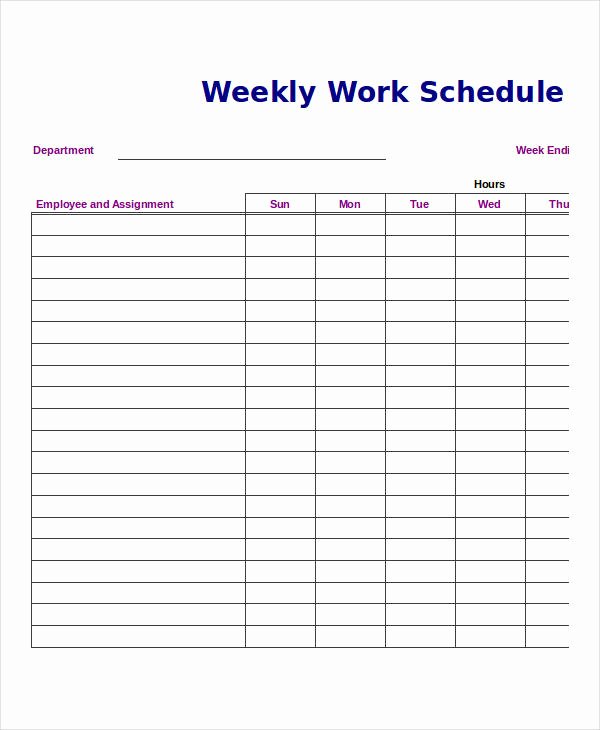 Work Schedule Template Weekly Elegant 2 Week Schedule Template Excel