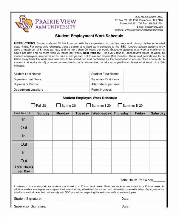 Work Schedule Template Word Lovely Simple Employee Schedule Template 7 Free Word Pdf