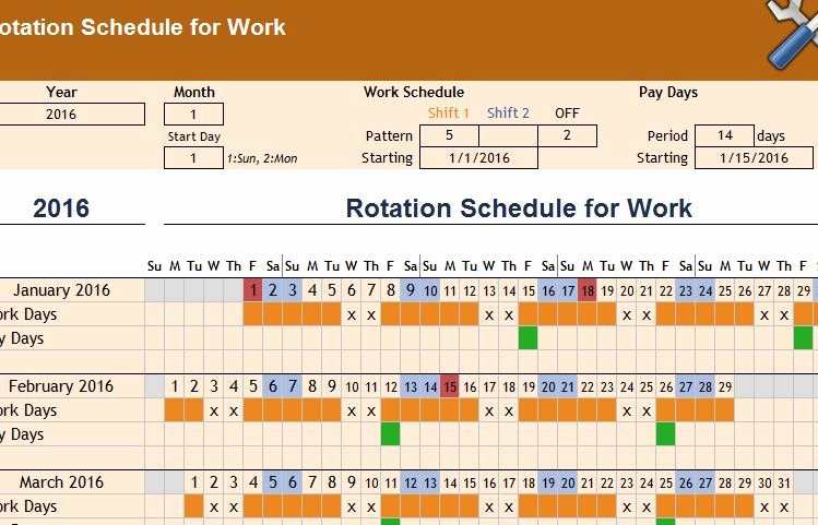 Work Shift Schedule Template Unique Rotation Schedule Template