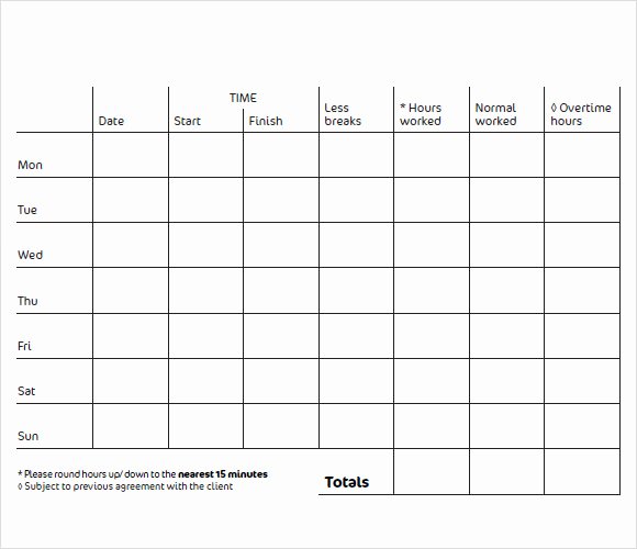 Work Time Sheet Template Elegant 9 Blank Timesheet Templates Free Sample Example format