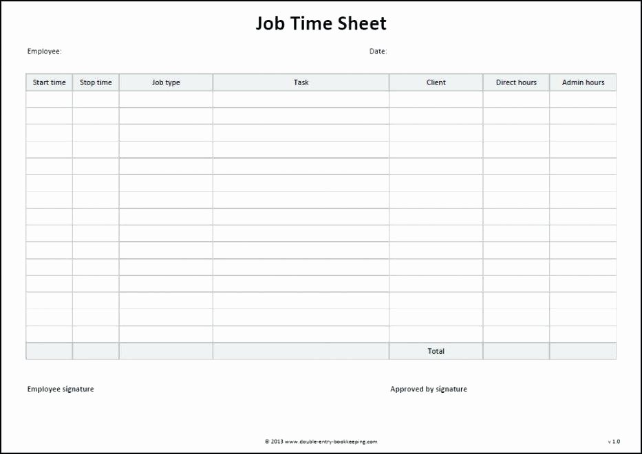 Work Time Sheet Template Lovely Employee Time Card Printable Job Sheet Template Double
