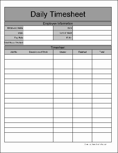 Work Time Sheet Template Luxury Daily Work Sheet for Employee