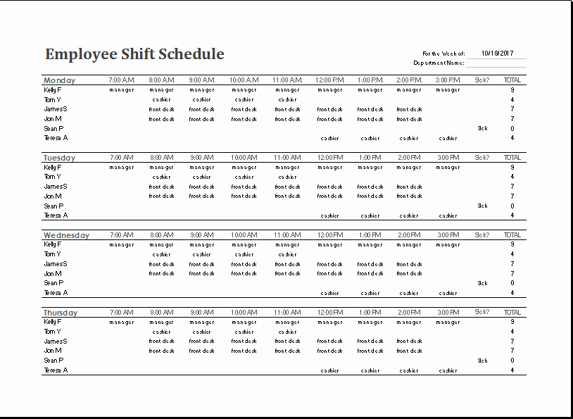 Working Hours Schedule Template Elegant Ms Excel Employee Shift Schedule Template