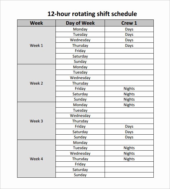 Working Hours Schedule Template Fresh 12 Hour Shift Work Schedule Template Templates Resume