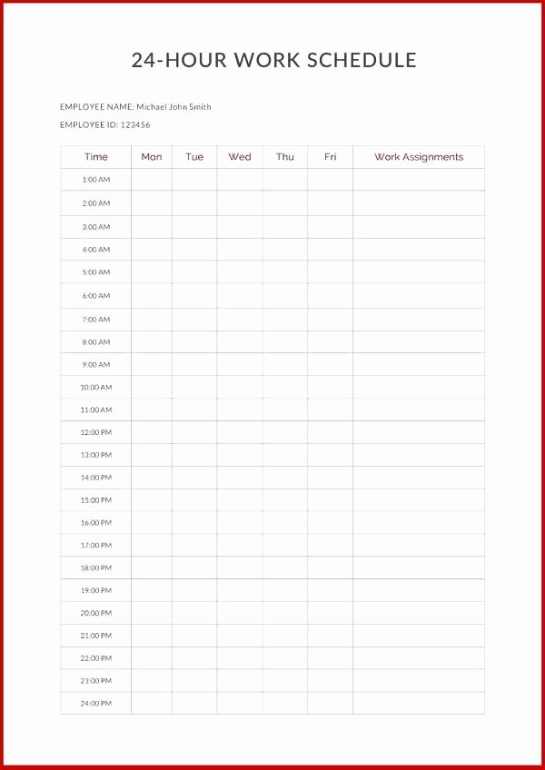 Working Hours Schedule Template Luxury Employee Work Schedule Template Blank Weekly Monthly Excel