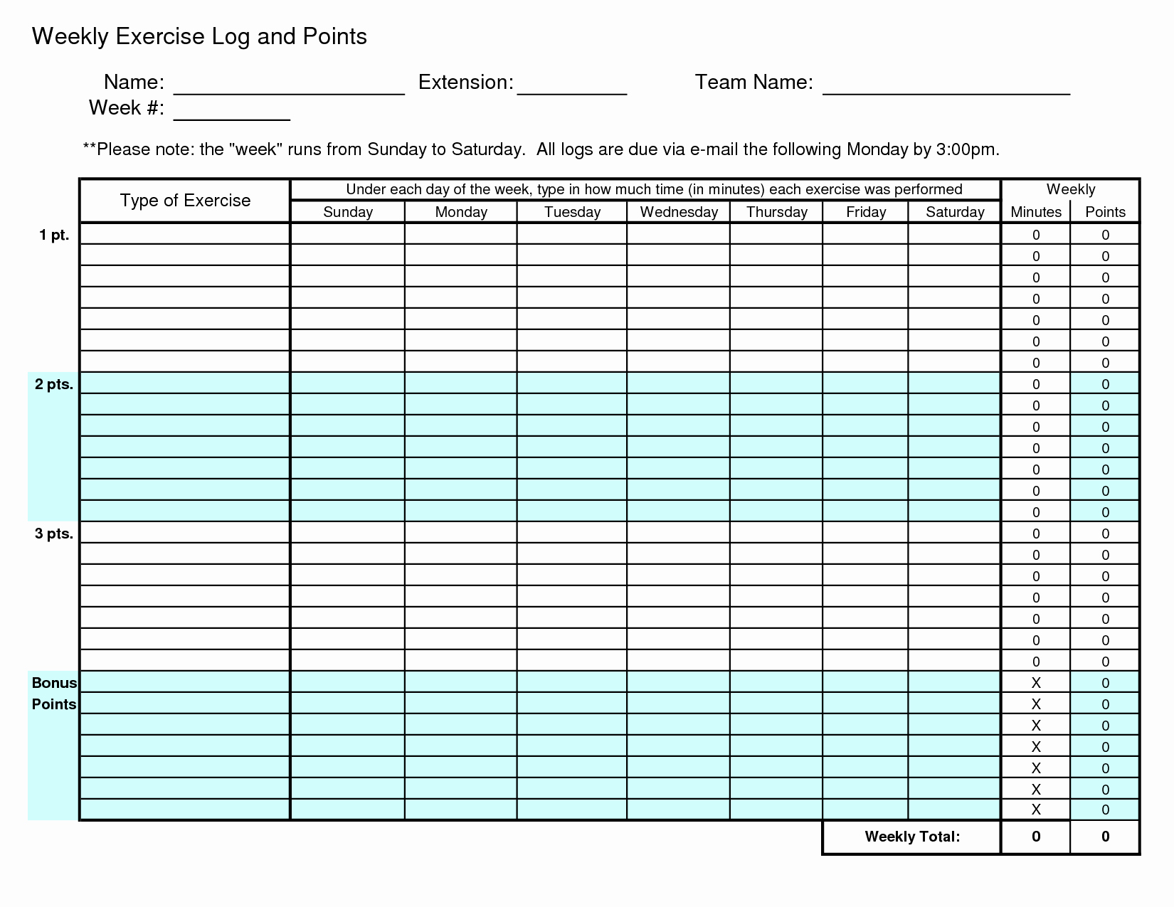 Workout Log Template Excel Best Of 7 Best Of Weekly Exercise Log Printable Printable