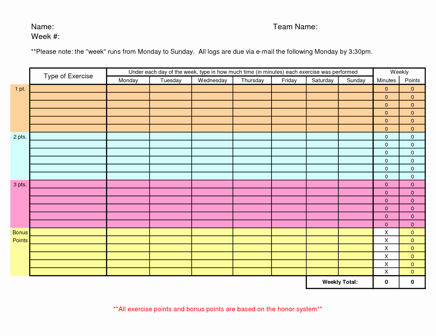 Workout Log Template Excel Fresh 7 Best Of Weekly Exercise Log Printable Printable