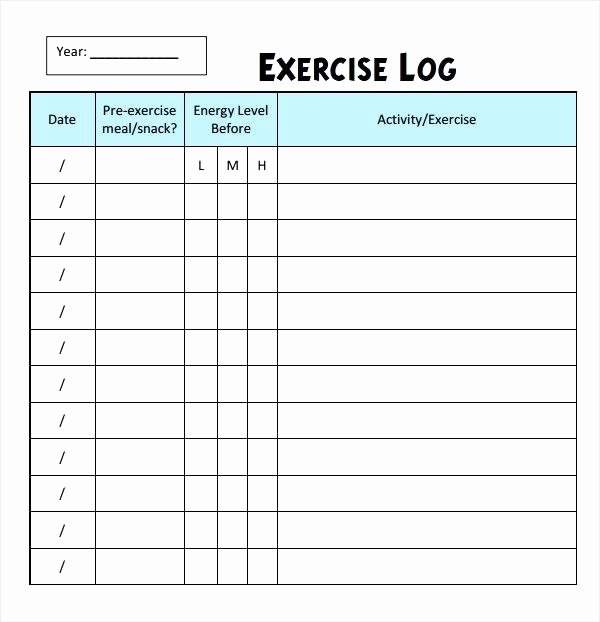Workout Log Template Excel Fresh Workout Journal Template Exercise Log Logs Excel Diary