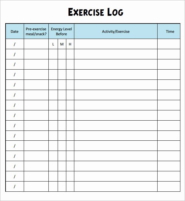 Workout Log Template Excel New Exercise Log Template 8 Free Pdf Doc Download