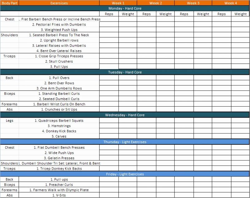 Workout Plan Template Excel Best Of Best S Of Workout Calendar Template Free Exercise