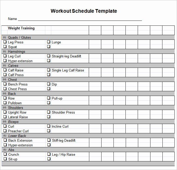 Workout Plan Template Excel Unique Workout Schedule Template 27 Free Word Excel Pdf