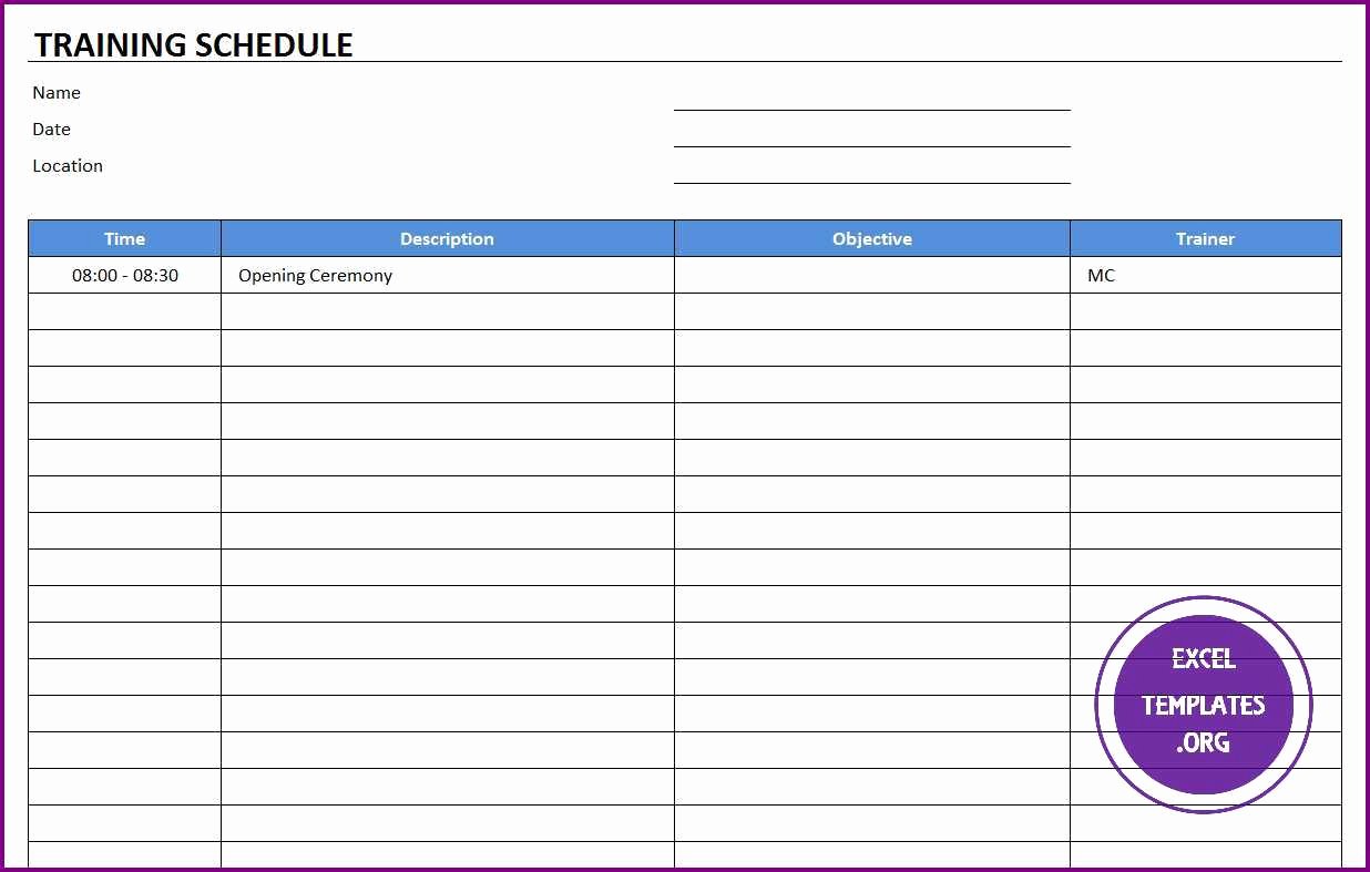 Workout Schedule Template Excel Luxury Training Schedule Template Excel Templates