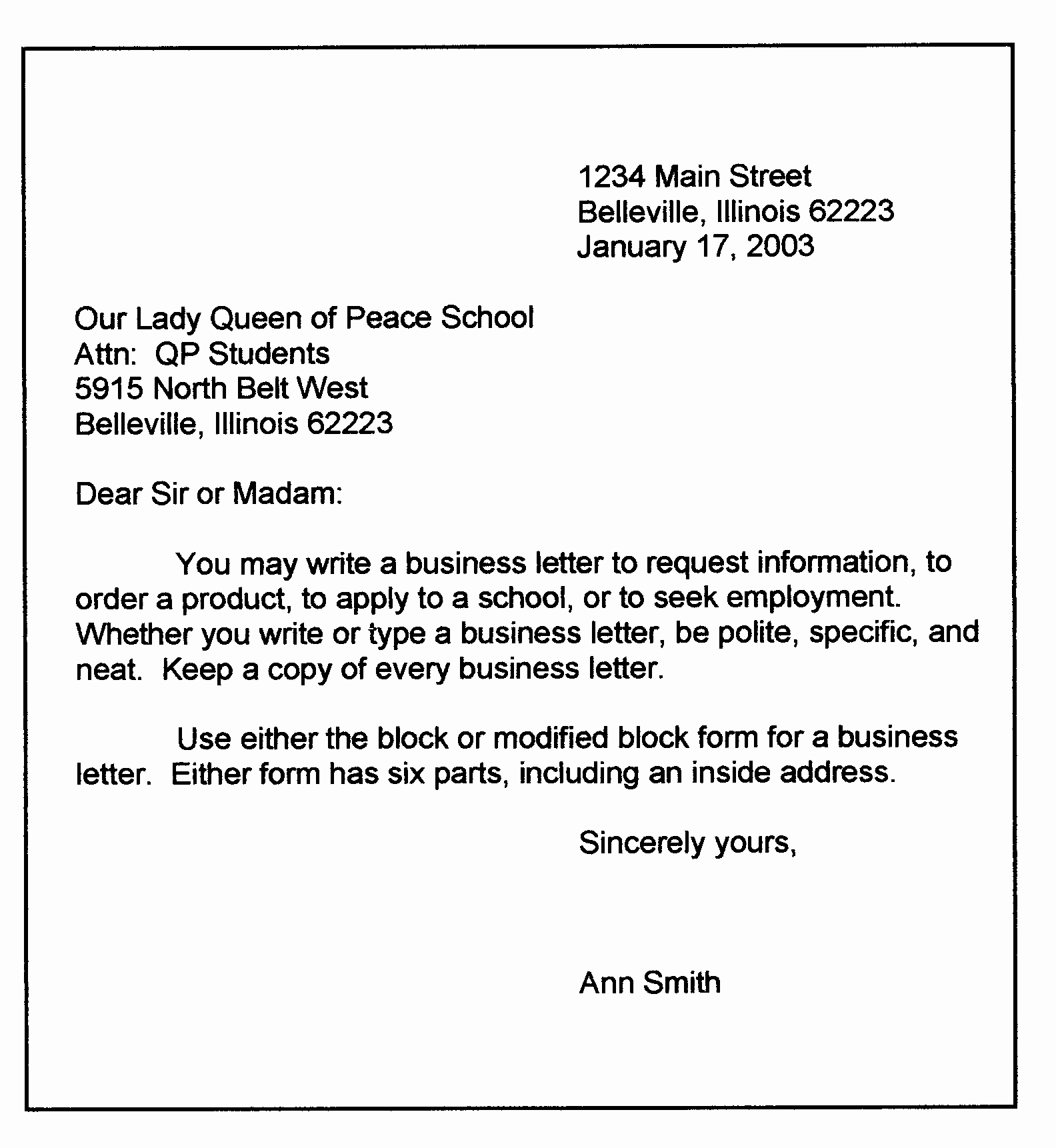 Writing A Business Letter Template New Personal Business Letter format