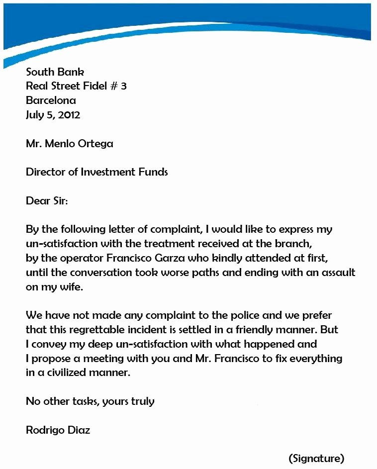 Writing A Business Letter Template Unique Plaint Letter Template 1 Hoa