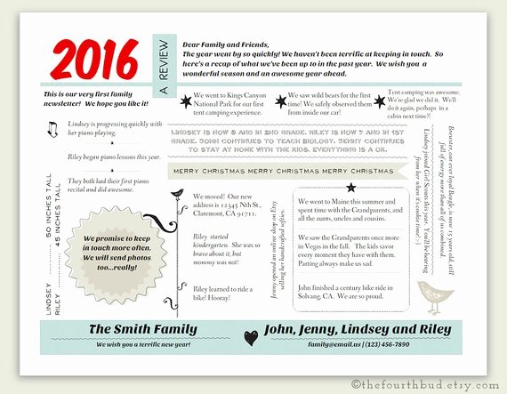 Year End Review Template Elegant 2016 Year In Review Christmas Letter Template by