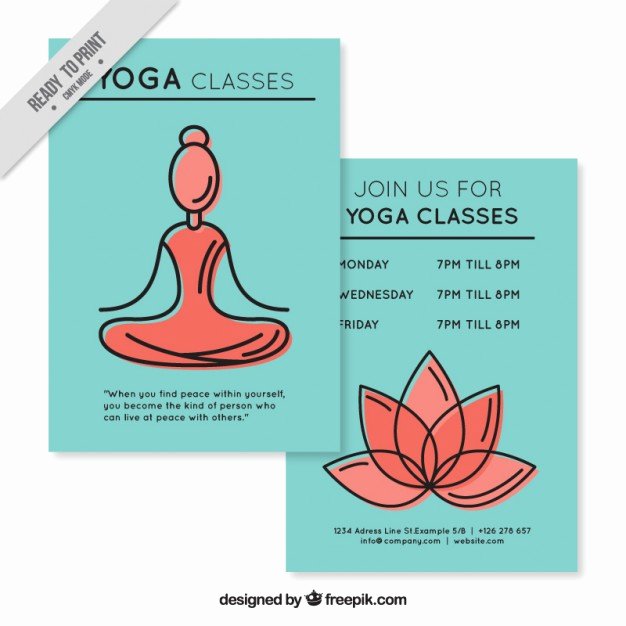 Yoga Flyers Free Template Fresh Sketches Woman and Florwer Yoga Classes Flyer Vector